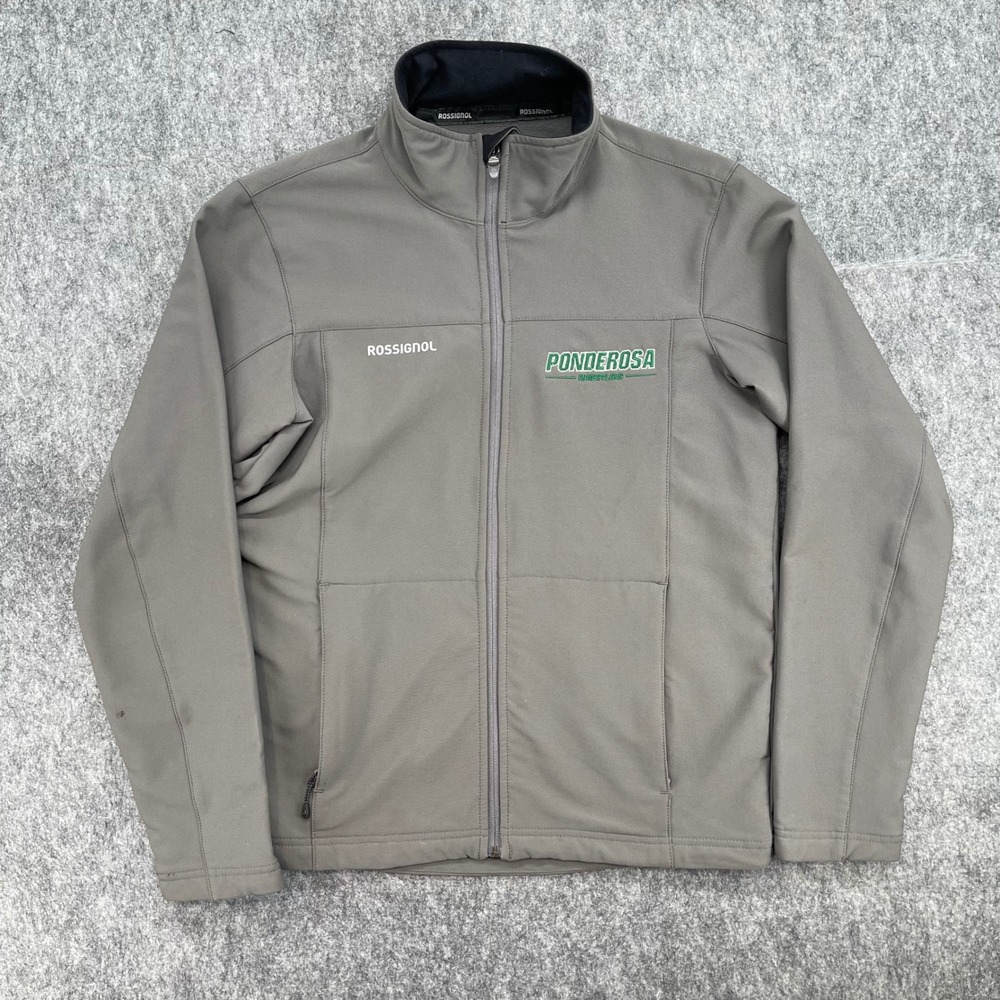Rossignol Jacket Mens Small Grey Softshell Wrestling Full Zip Mock Neck